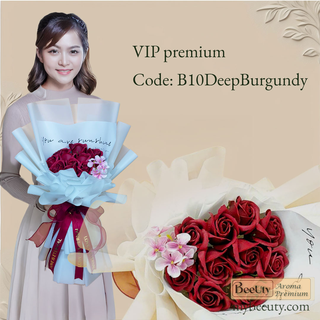 Bó hoa hồng sáp B10DeepBurgundy