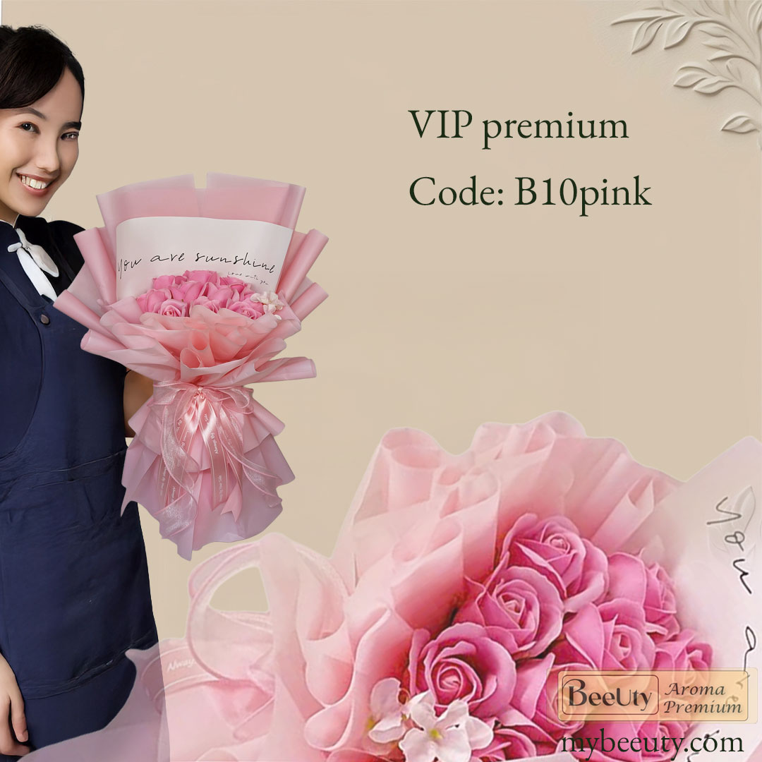 Bó hoa hồng sáp màu hồng B10Pink