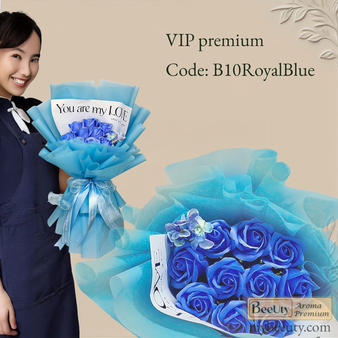 Bó hoa hồng sáp màu xanh dương B10RoyalBlue