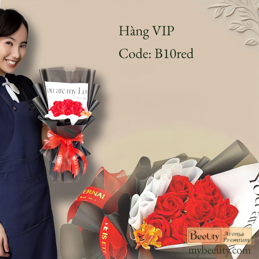 bó hoa hồng sáp B10BrightRed