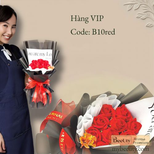 bó hoa hồng sáp B10BrightRed
