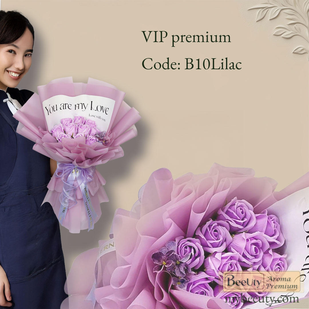 Bó hoa hồng sáp B10Lilac