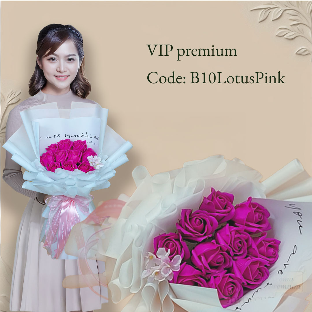 Bó hoa hồng sáp B10LotusPink