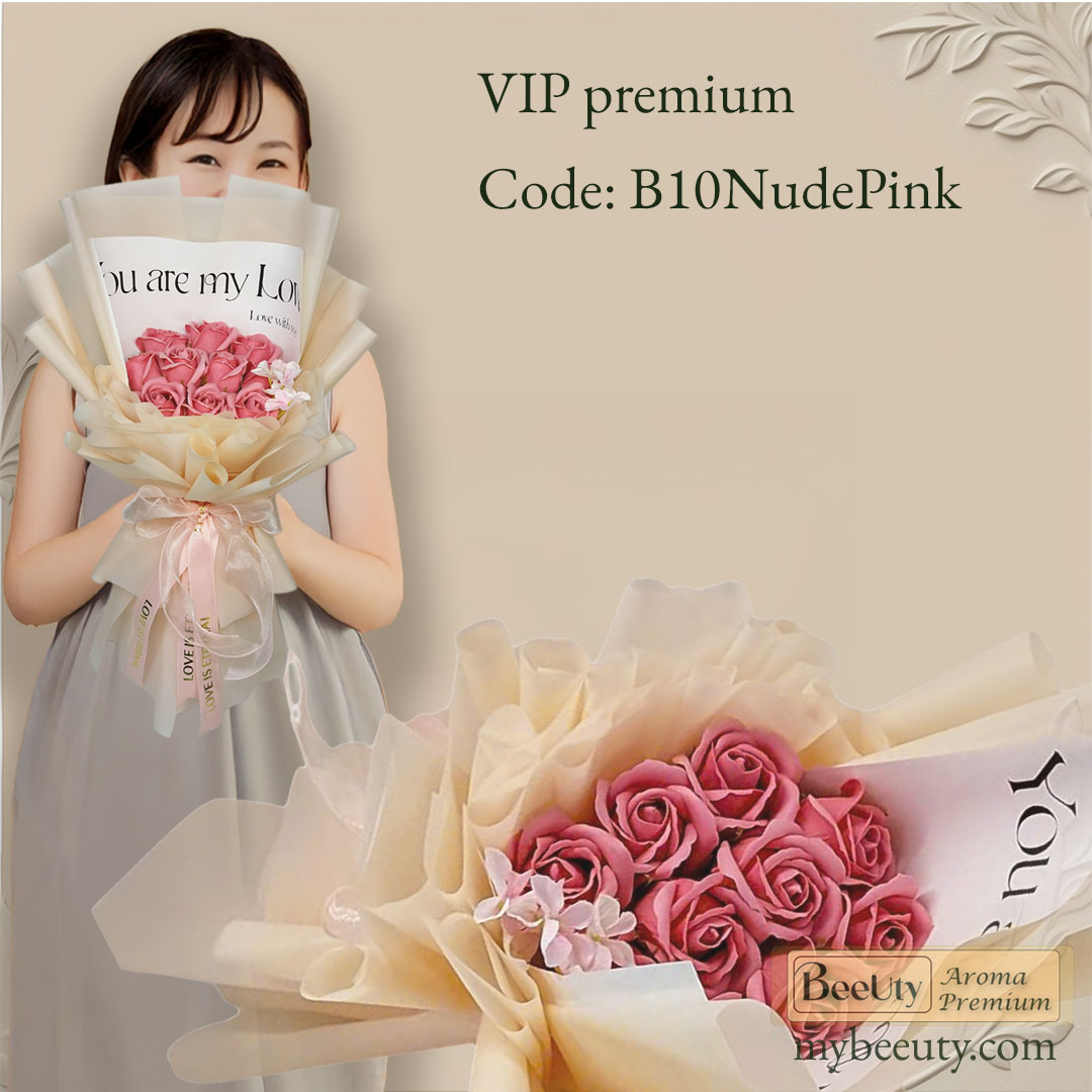 Bó hoa hồng sáp B10NudePink