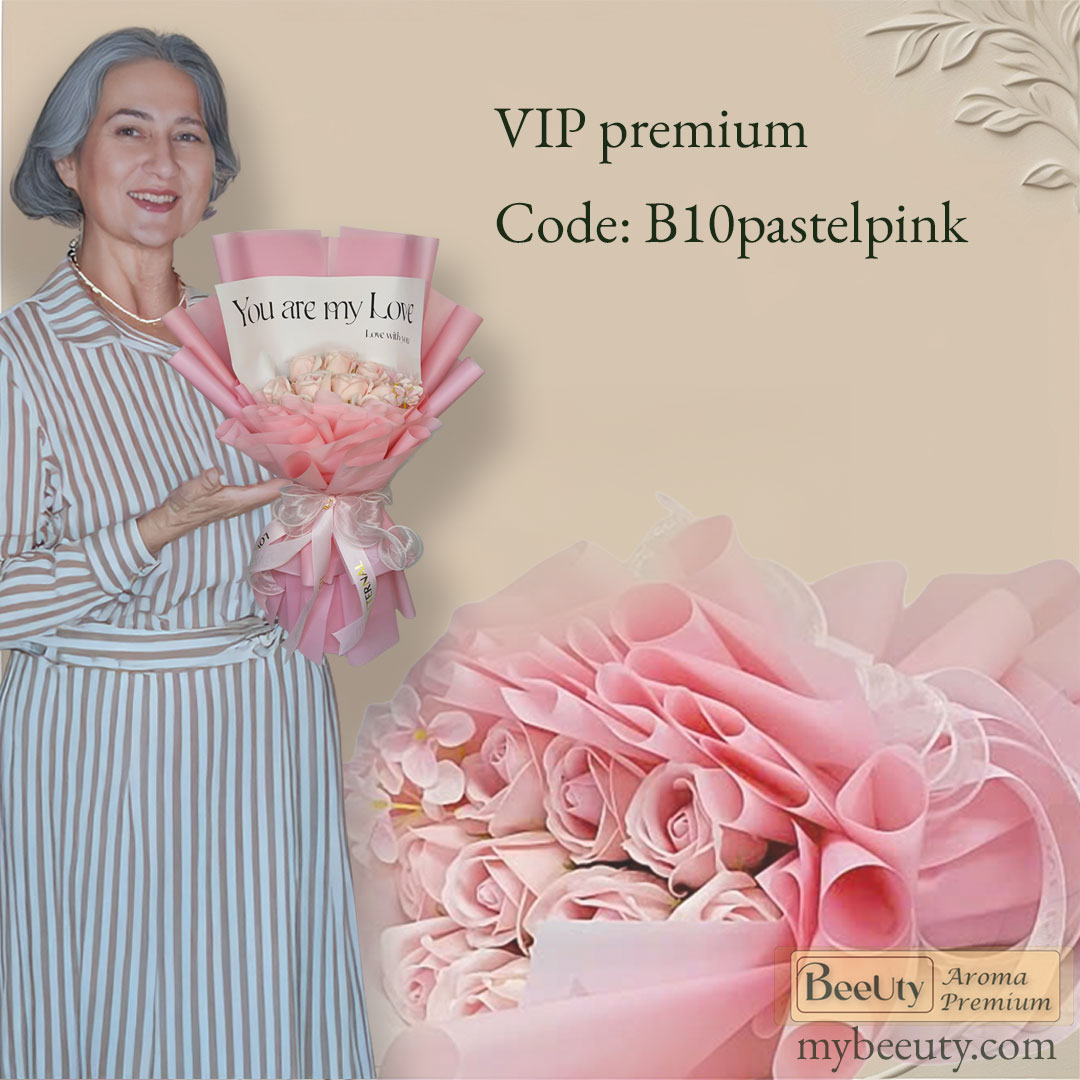 Bó hoa hồng sáp màu hồng phấn B10PastelPink