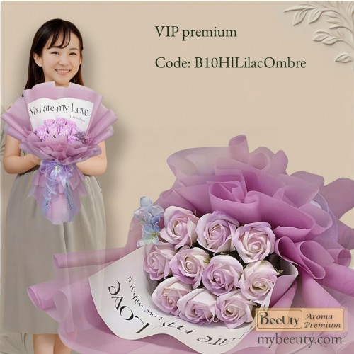 Bó hoa hồng sáp màu tím ombre B10LilacOmbre
