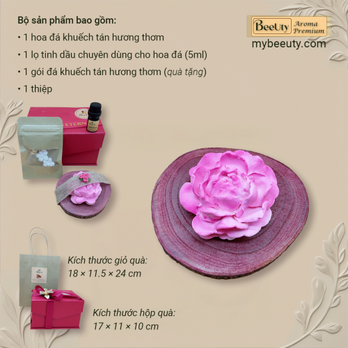 Đá khuếch tán tinh dầu – Hoa Đá Sắc Hồng cánh sen