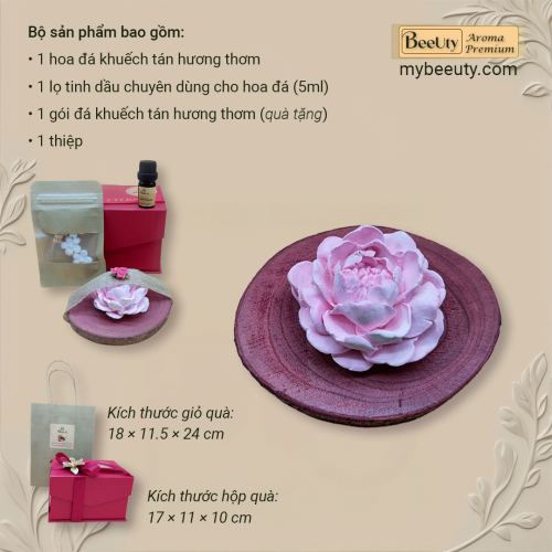 Đá khuếch tán tinh dầu – Hoa Đá Sắc Hồng