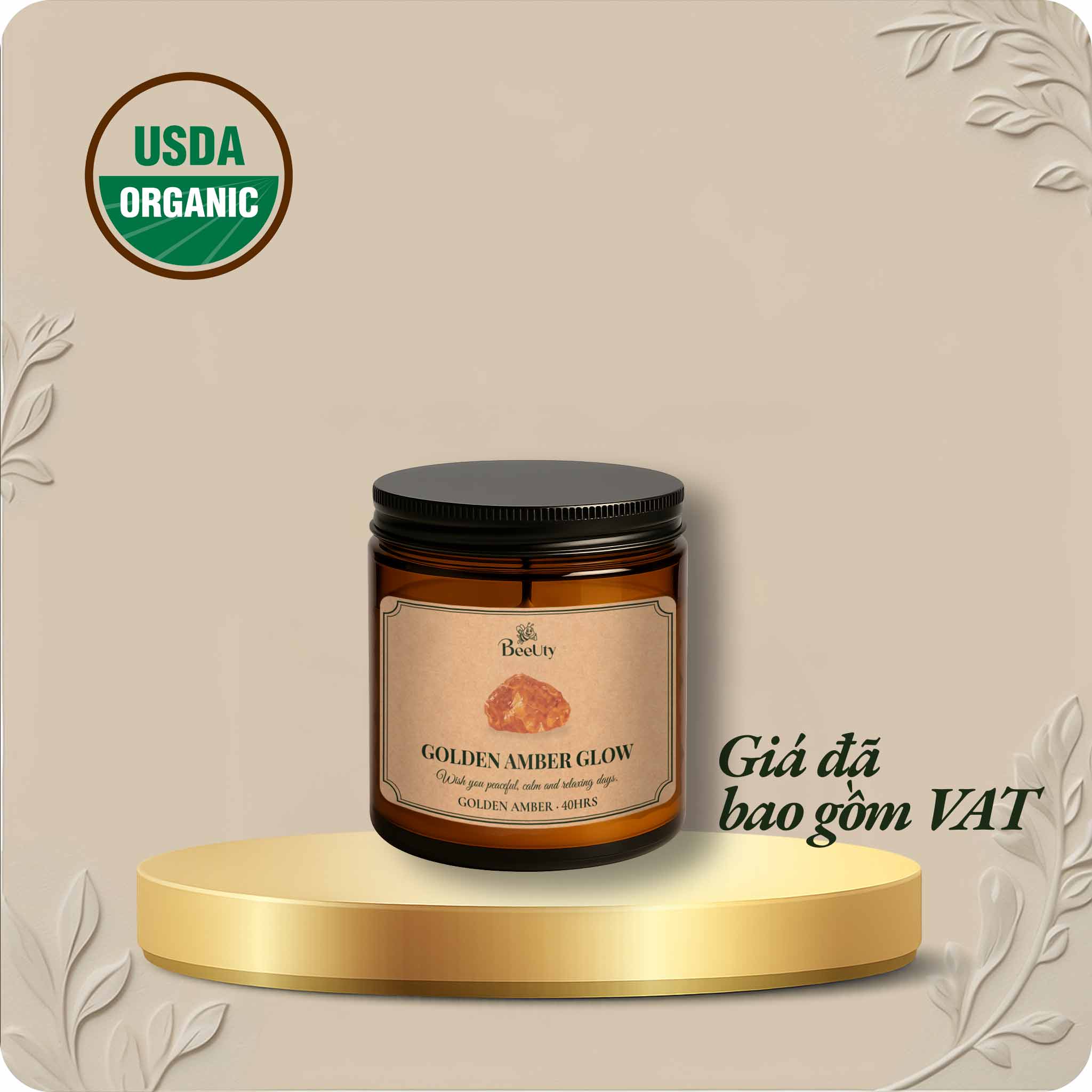 Nến thơm BeeUty Golden Amber Glow – 200g