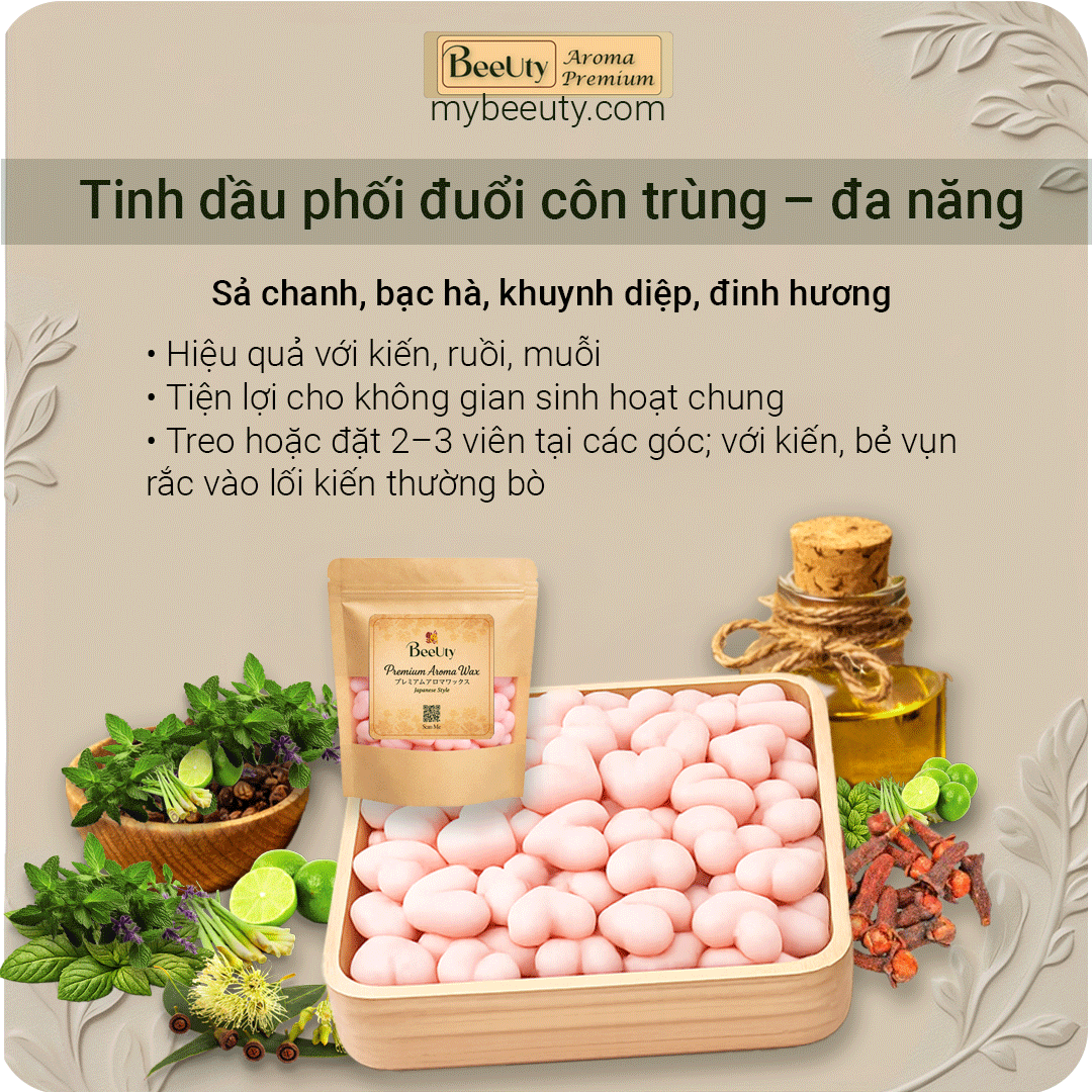 Sáp tinh dầu phối đuổi côn trùng đa năng - 6 viên (3 túi lưới )