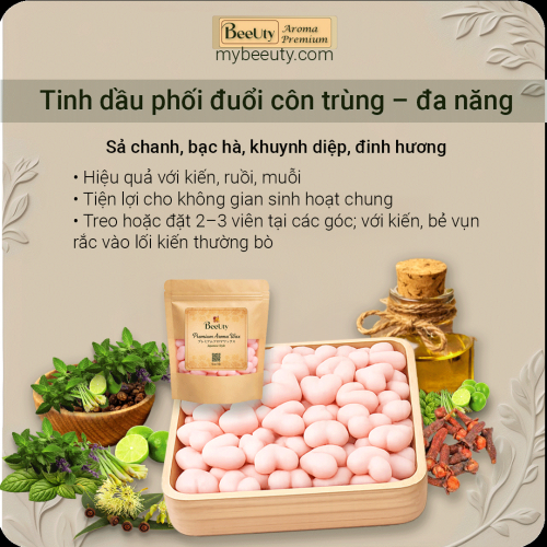 Sáp tinh dầu phối đuổi côn trùng đa năng - 6 viên (3 túi lưới )