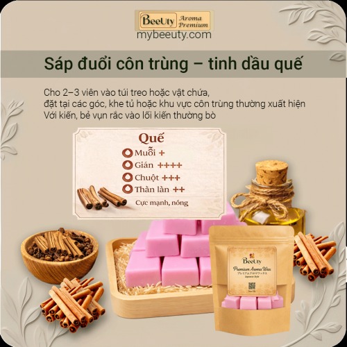 Sáp đuổi gián, thằn lằn – tinh dầu quế nguyên chất | 24 viên – 12 túi lưới