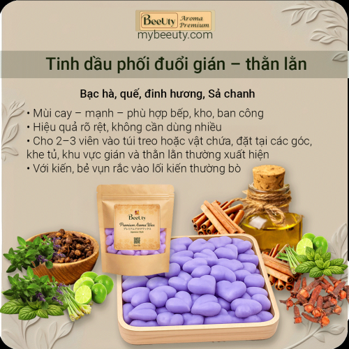 Sáp đuổi gián, thằn lằn - tinh dầu phối - 12 viên - 6 túi lưới