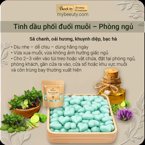Sáp đuổi muỗi tinh dầu phối – 6 Viên (3 Túi Lưới)