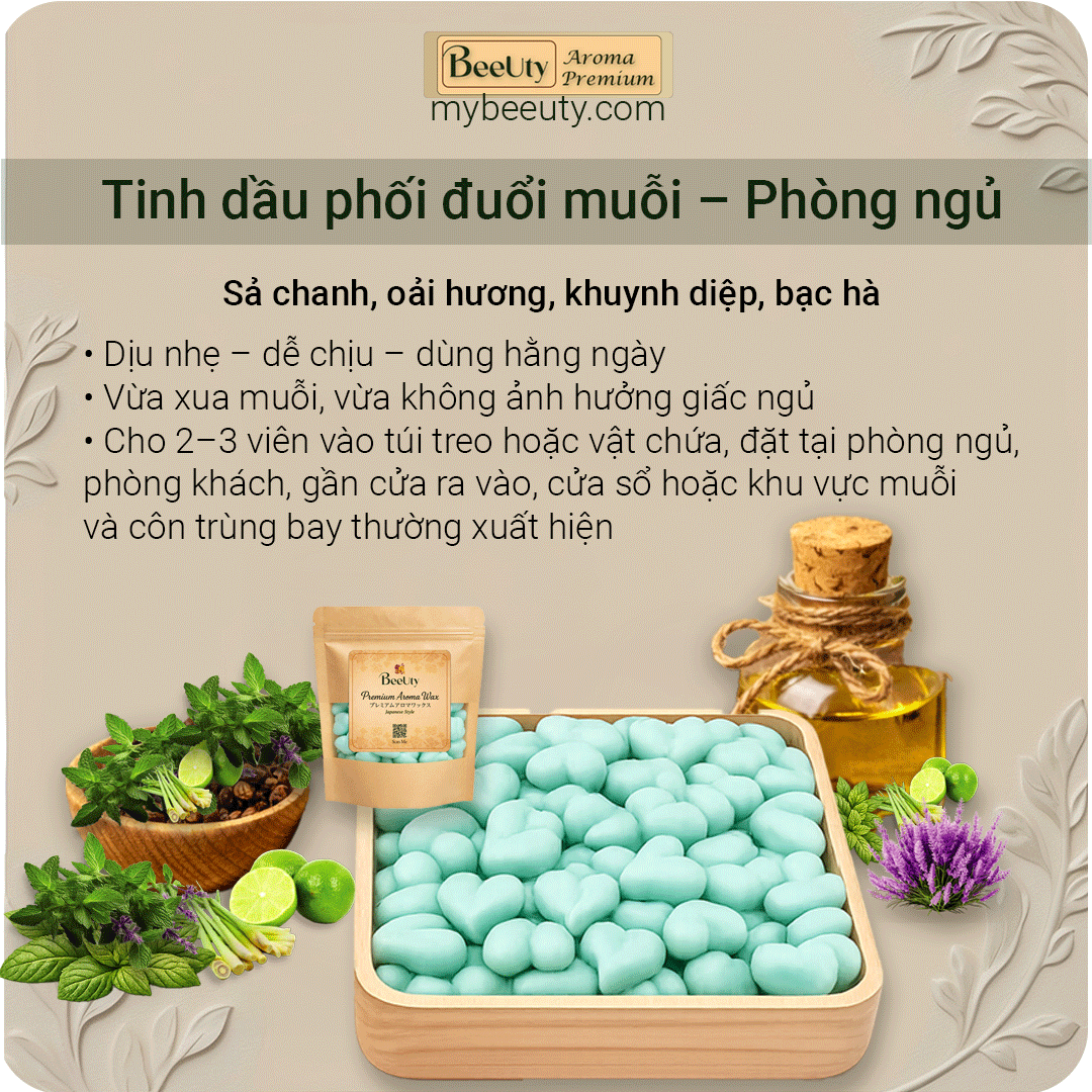 Sáp đuổi muỗi tinh dầu phối – 12 Viên (6 Túi Lưới)