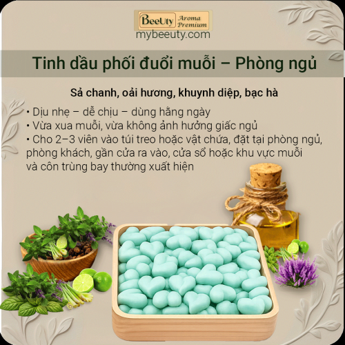 Sáp đuổi muỗi tinh dầu phối – 12 Viên (6 Túi Lưới)