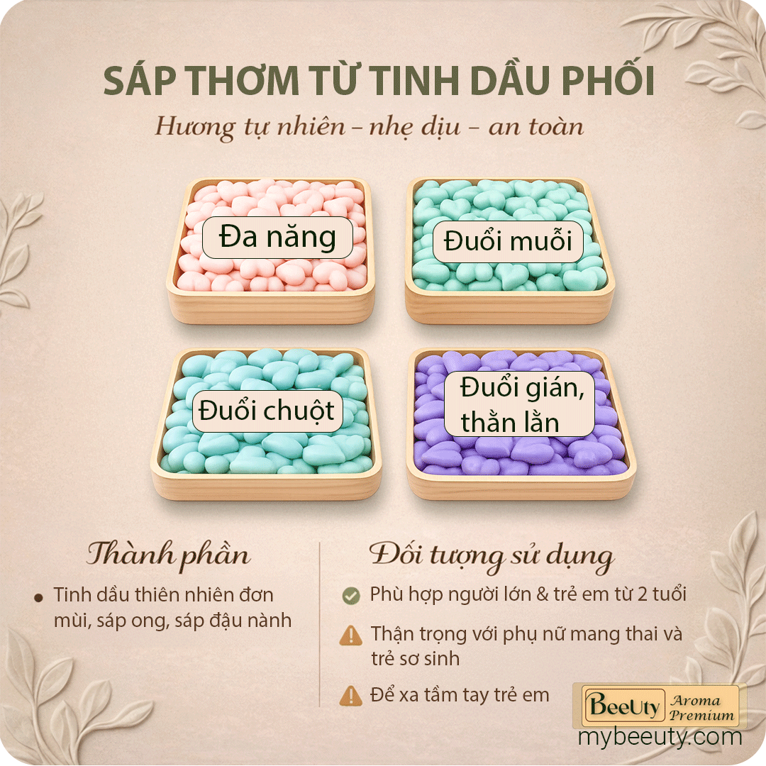 Nến thơm làm từ tinh dầu phối thiên nhiên, hương dịu nhẹ